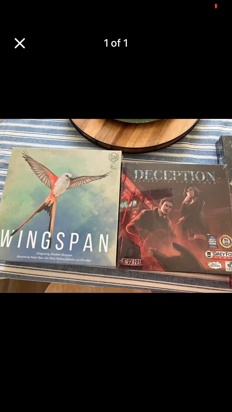 Board Games- Wingspan, Deception: Murder in Hong Kong