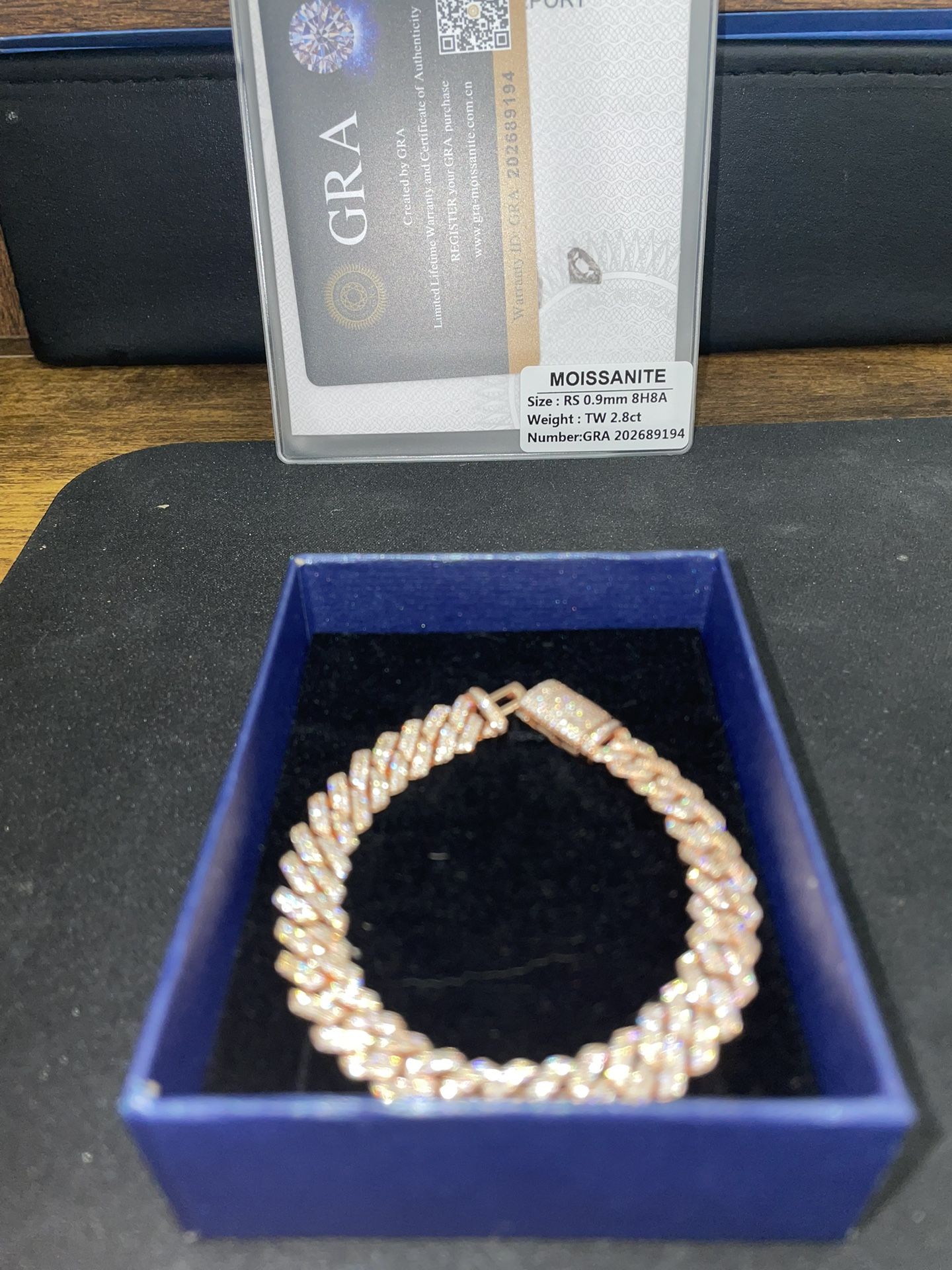 2.8 ct moissanite Rose gold bracelet