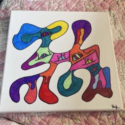 Outrage Acrylic Markers On Canvas Painting 