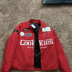 Cookie Pit crew jacket in red and white