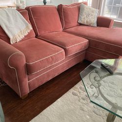 Brick-colored Sofa With Built-in Chaise