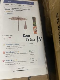 Umbrella 9.5 Ft Es De Patio