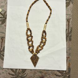 Long Brown Beaded Necklace