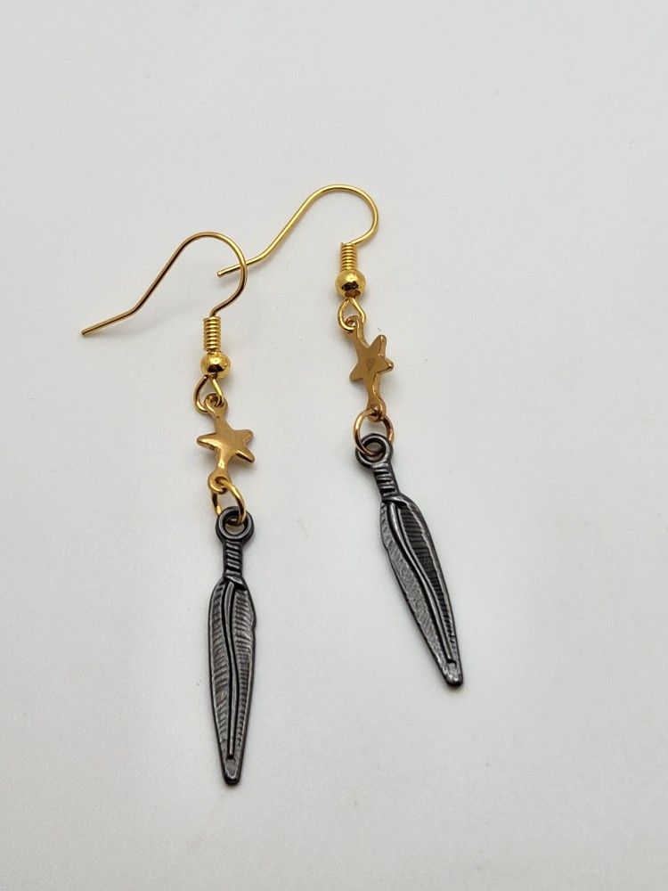 Star and Feather Earrings 