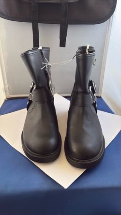 UNIVERSAL THREAD- Memory Foam Black Leather Moto Ankle Boots with Harness