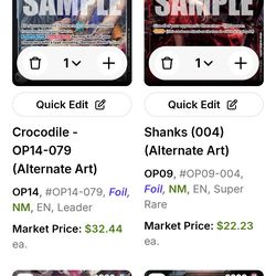 Selling One Piece Cards