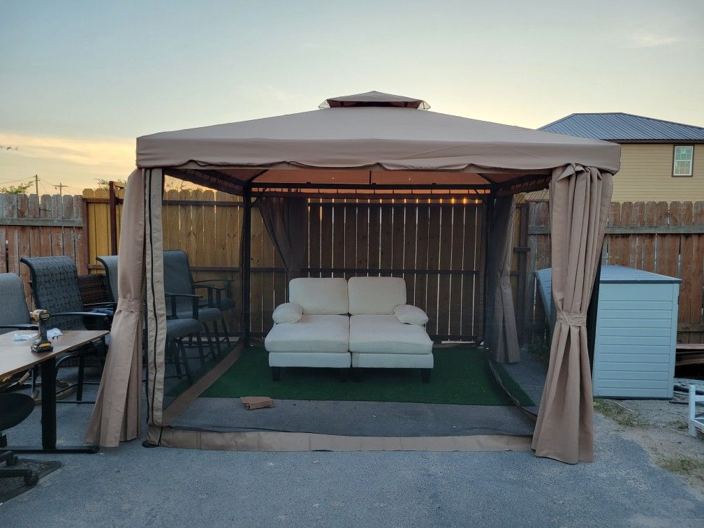 Patio Gazebo 10 x 10 FT for Garden, Outdoor Gazebo and Waterproof Canopy Tent with Mosquito Netting and Ventilate