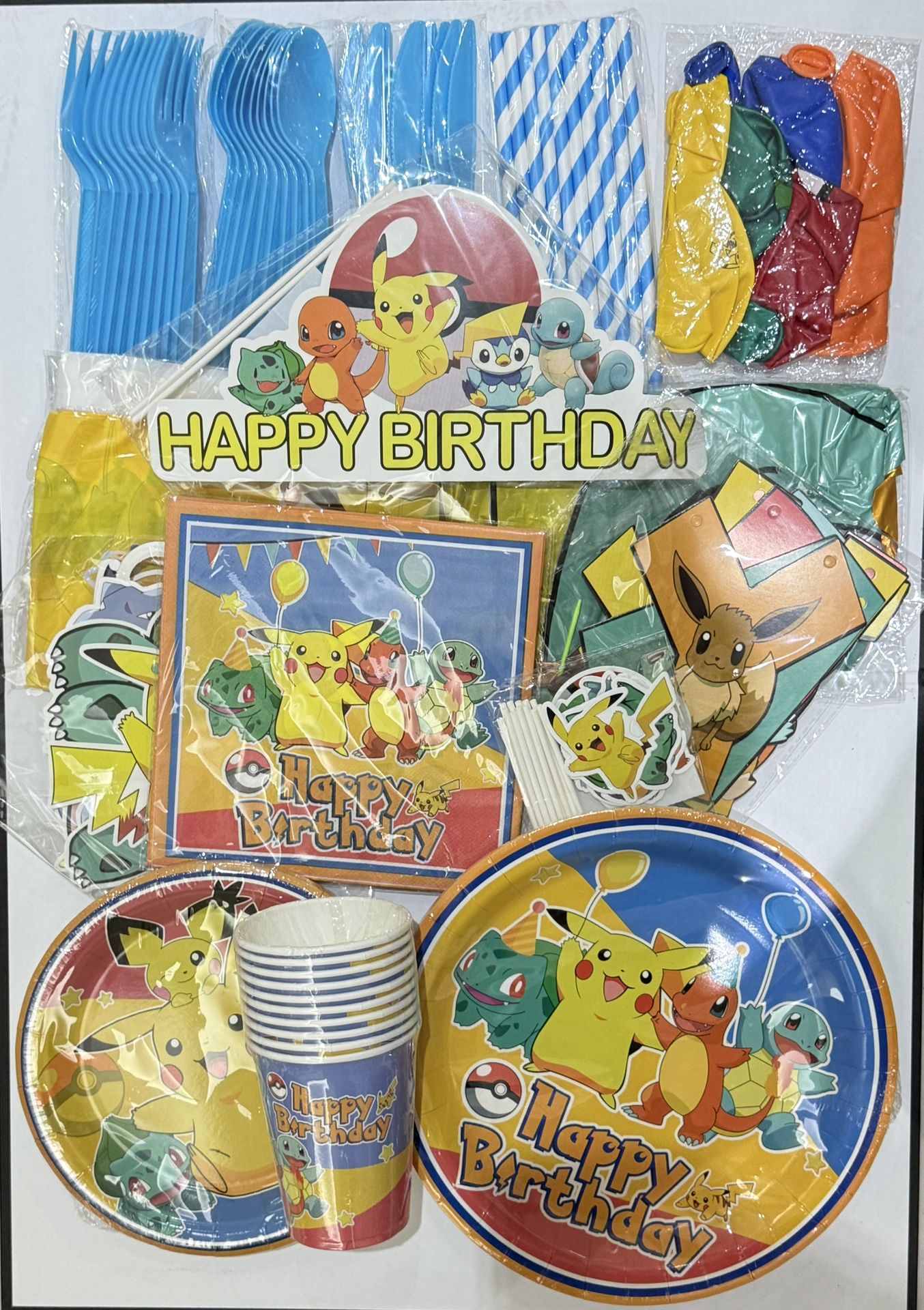 131pcs Pikachu Birthday Party Decorations 