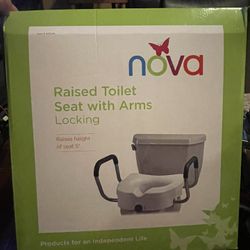 Nova Raised Toilet Seat With Arms Locking NEW