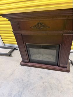 Electric Fireplace Mantle Brown Heater