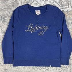 47 Brand MLB Tampa Bay Lighting Sweatshirt Long Sleeve Crew Neck Logo Sequins L  