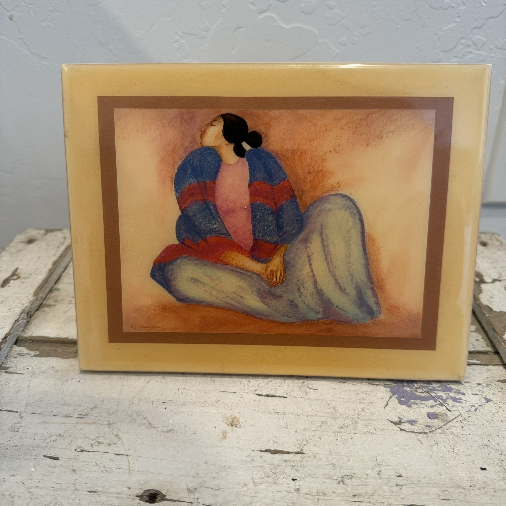 R.C. Gorman Crystal Tile Vintage Navajo Crystal Wall Art Native American Woman