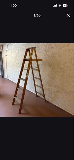 One 6 Foot Wood Spruce Ladder