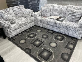 CORDUROY WHITE SOFA LOVESEAT SET