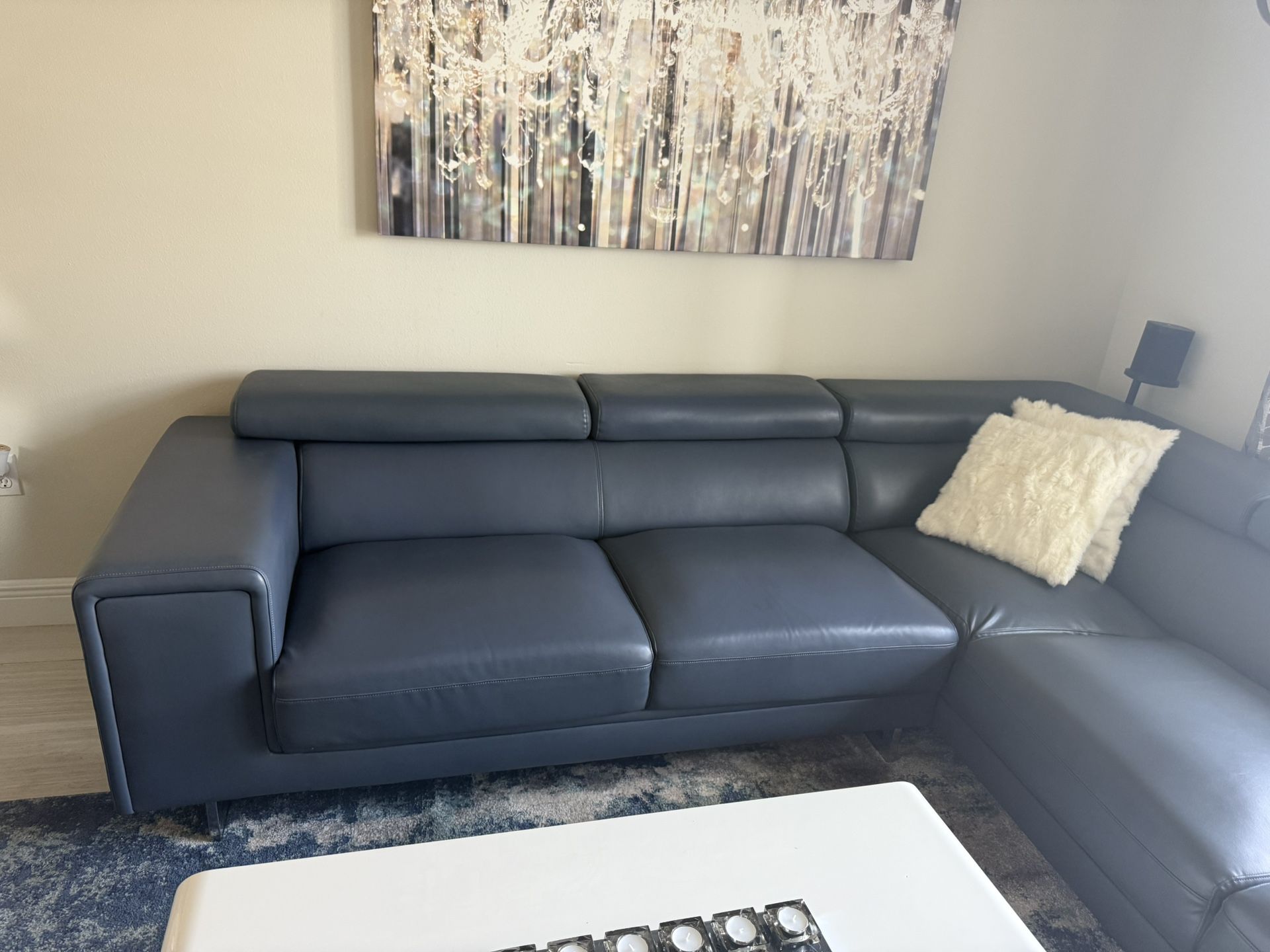 Drew Dark Blue Micro Right Chaise Sectional