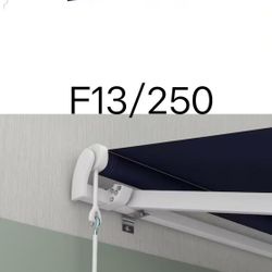 F13🔥16 ft. x 10 ft. Polyester Retractable Electric Awning with Remote Controller Manual Crank Handle for Deck Dark Blue$250