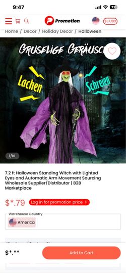 7.2 ft Halloween Animated Standing Witch