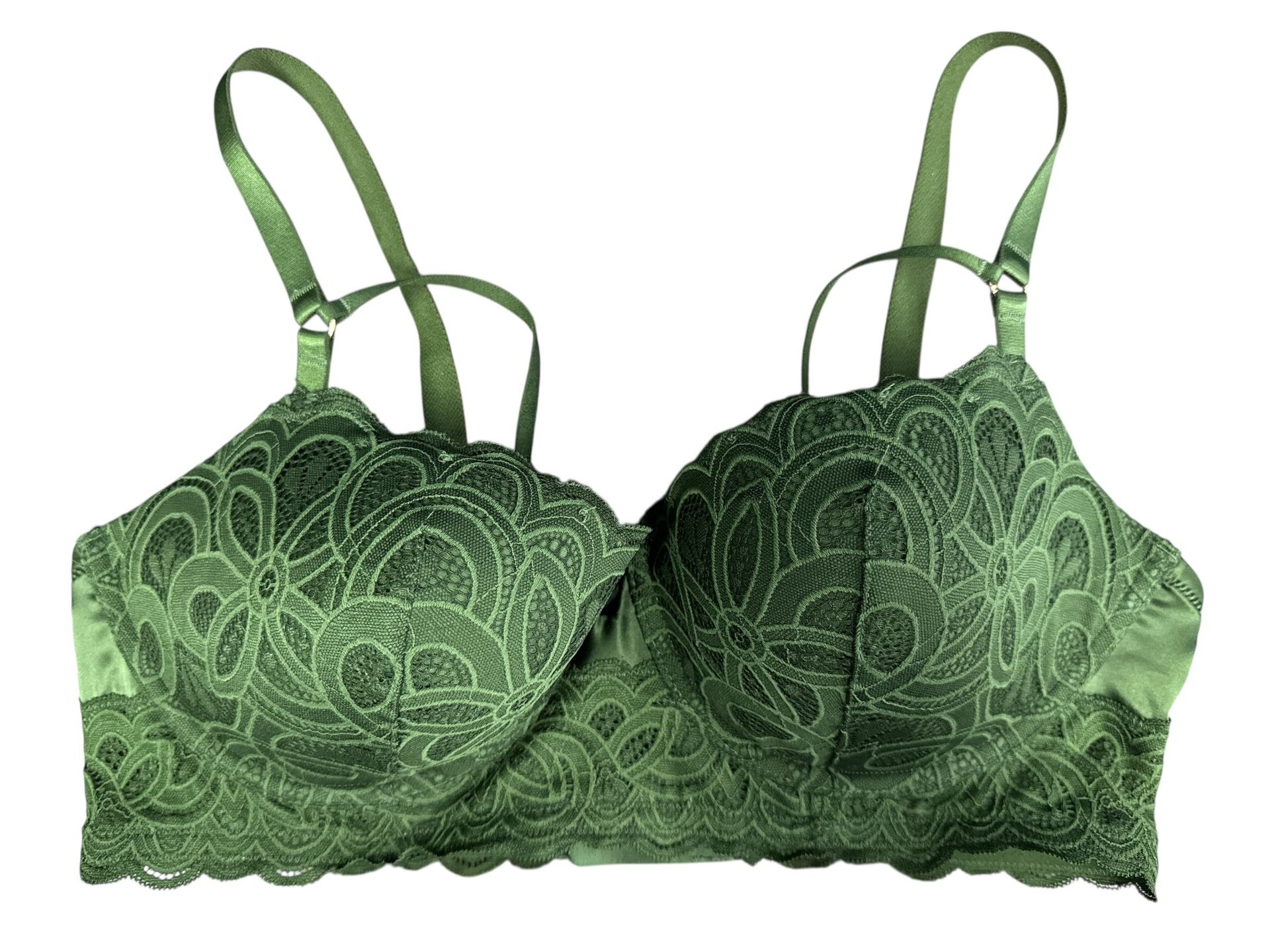 Aerie Bra 36D Green Lace Padded Underwire Adjustable Clasp Back