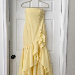 BABYBOO strapless stunning structured maxi dress with asymmetrical ruffle