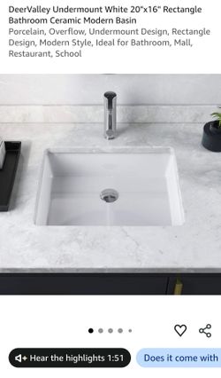 Deer valley 20 x 16 undermount sink
