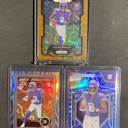 2023 Jordan Addison ROOKIE Prizm Orange Lazer True Blue Numbered /49 RC Vikings 