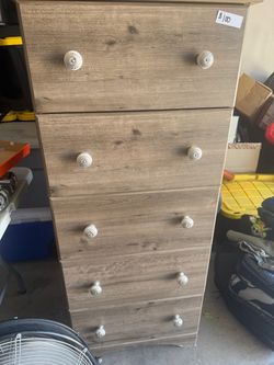 5 Drawer Grey Wooden Dresser