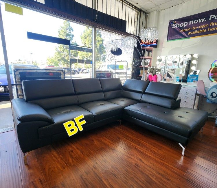 Sectional Sofa Black Leatherette, New Especial Price