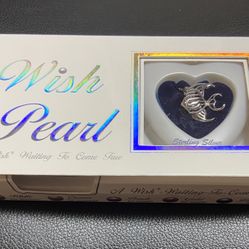 STERLING SILVER WISH PEARL HEART PENDANT NECKLACE 