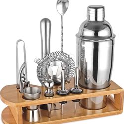 BRAND NEW IN BOX Cocktail Shaker Set Bartender Kit : 12-Piece Bar Tool Set with Bamboo Stand | Bar Set with All Practical Bar Accessories, for Drink M
