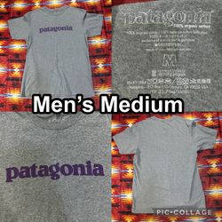 Patagonia Mens Medium Gray T-Shirt Crewneck Graphic Tee Organic Cotton