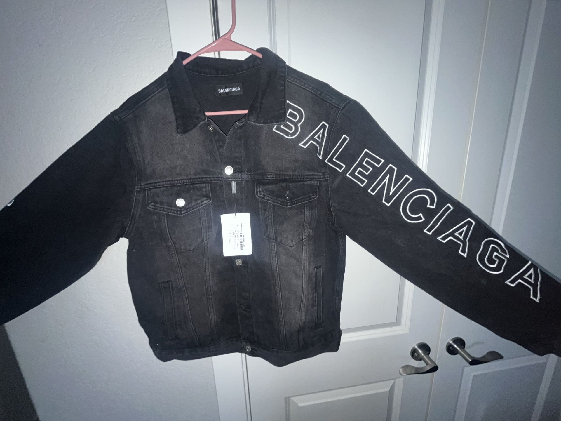 Black Denim Balenciaga Jacket Size Large