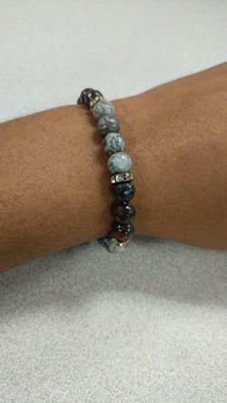 Natural Amazonite and Jasper gemstone bracelet