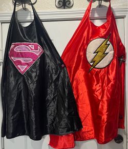 Superhero Kids Costume Capes Set of 2: Supergirl & The Flash Special Six Flags Edition Capes! Price Is For The Pair!