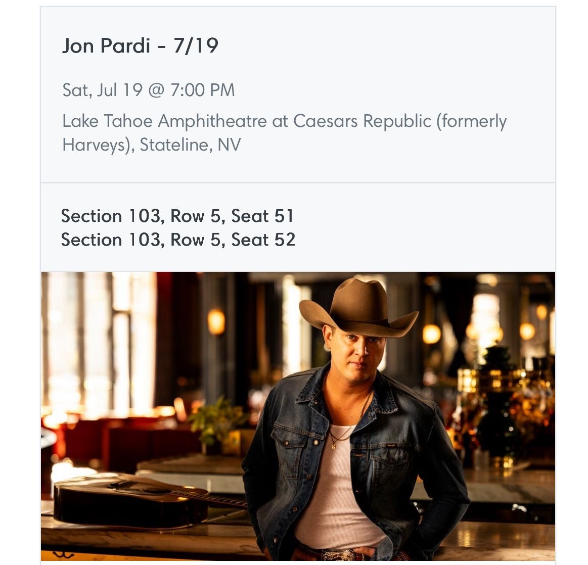 Jon Pardi at Lake Tahoe 