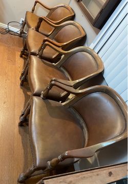 Vintage Mid Century Leather Banker / Library Armchairs