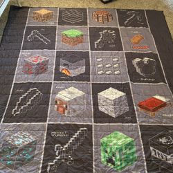 Minecraft Blanket With 2 Pillow Sham Covers