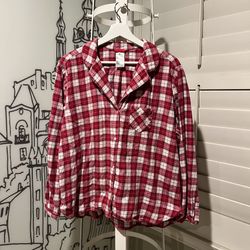 100% cotton Women Girl Pyjama shirt and bottoms - Red/Checked - Large size  H&M