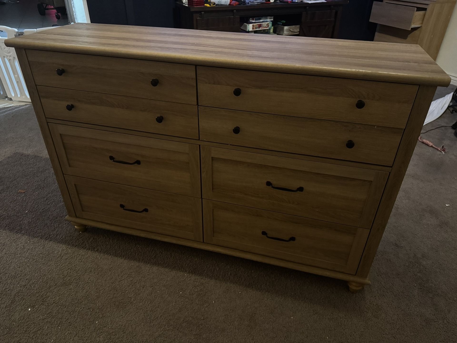 WAMPAT 8 Drawers Dresser for Bedroom, Farmhouse Dresser Chest of Drawers, Light Wood Kids Dresser for Closet, Dressers Organizer for Living Room & Hal