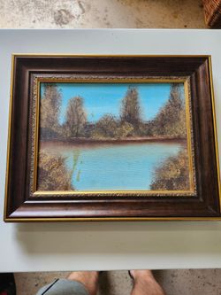 Framed Lake Landscape Wall Art Trees Water Nature Rustic Decor Hobby Lobby