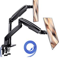 Ergear Dual Monitor Stand Mount, Ultrawide 13-35 Inch Height Adjustable Computer Screen Gas Spring Monitor Arm Desk Mount Full Motion, Each Arm Holds 