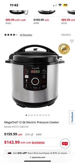 MegaChef 12 Qt Electric Pressure Cooker - Instant Pot style