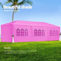 10x30' Wedding Party Canopy Tent Outdoor Gazebo with 8 Removable Sidewalls Pink Color