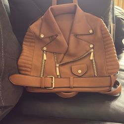 Faux Leather Jacket Book Bag Purse 