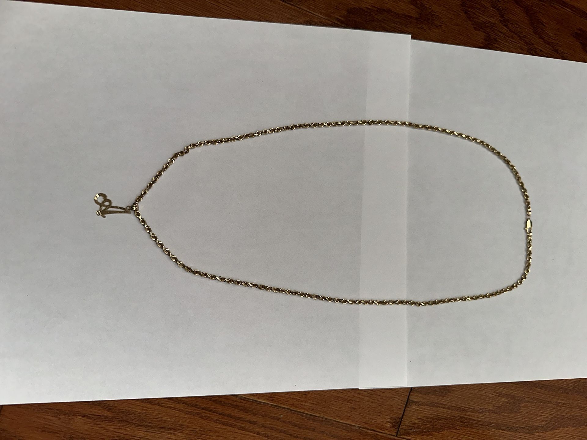 Semi-Solid Glitter Rope Chain Necklace 14K Yellow Gold 20”