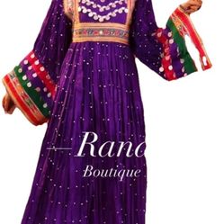 Afghanistan traditional clothes dress maxi purple/multi custom made. New