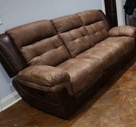 Like new brown faux leather couch