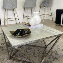 Solid Marble Coffee And End Table Set