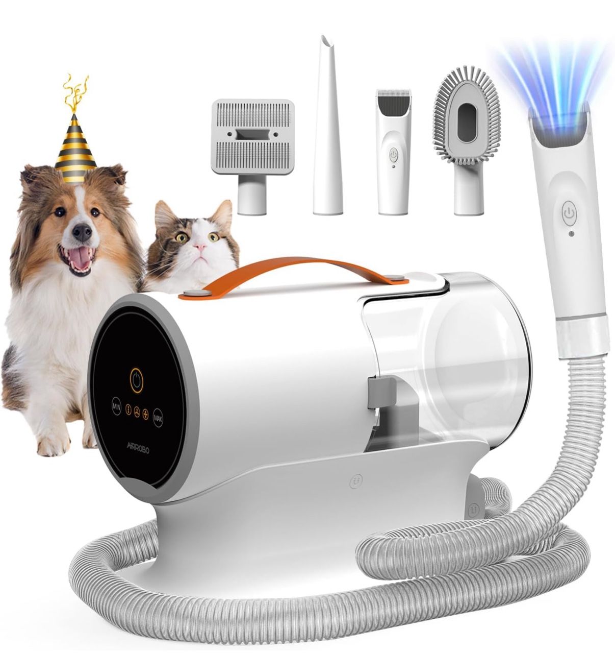 AIRROBO Dog Grooming Vacuum, Dog Grooming Kit, 12000Pa Strong Pet Vacuum, 2L Large Capacity Vacuum for Shedding Grooming Hair, Quiet, PG100