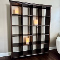 Large Dark Wood Bookshelf / Display Shelving Unit