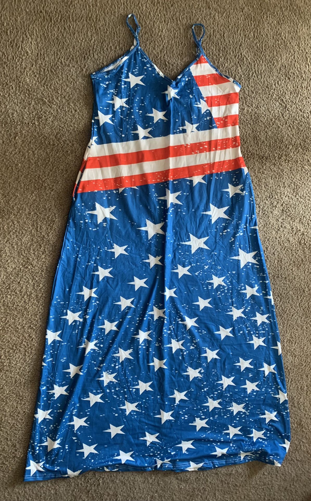 Brand New American Flag Sun Dress Sundress Sz L